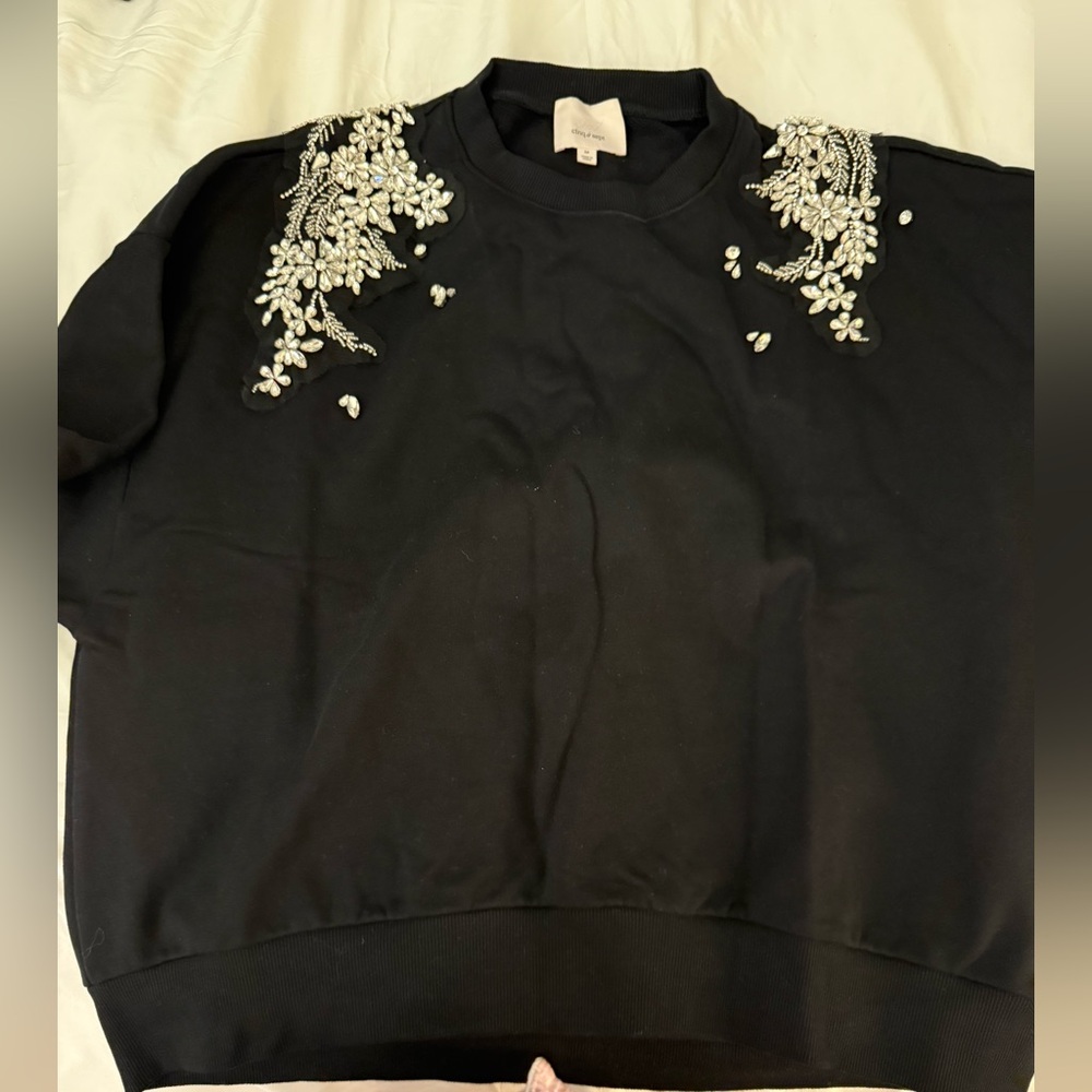 Cinq à Sept Black Embellished Sweatshirt